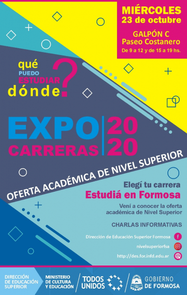 El mircoles se realiza la Expo-Carrera 2020 de los Institutos de Nivel Superior