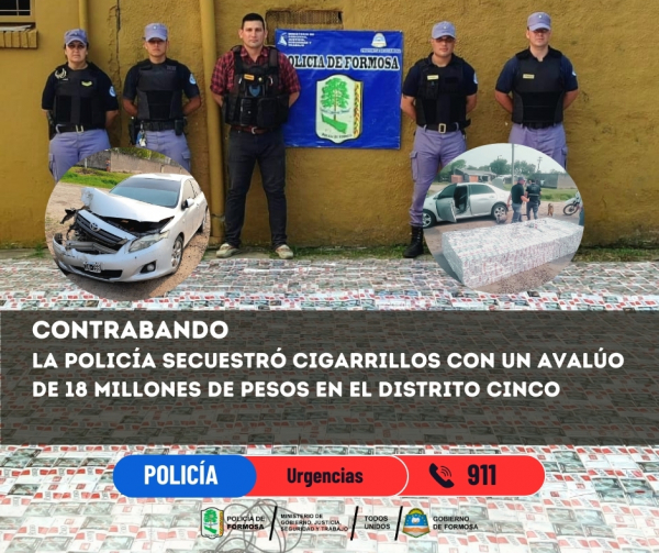 Contrabando: La Polica secuestr un cargamento de  cigarrillos valuado en 18 millones de pesos