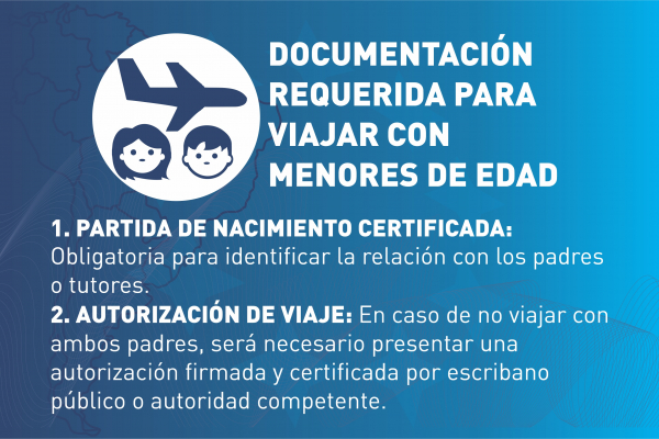 DOCUMENTACIÓN  REQUERIDA PARA  VIAJAR CON  MENORES DE EDAD