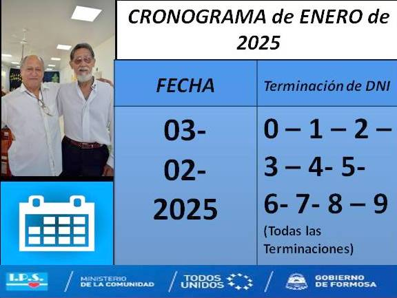 Cronograma de Enero de 2025