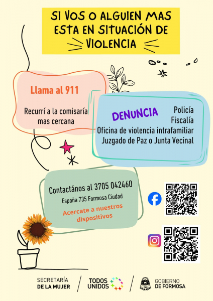 Si vos o alguien mas esta en situaci�n de violencia