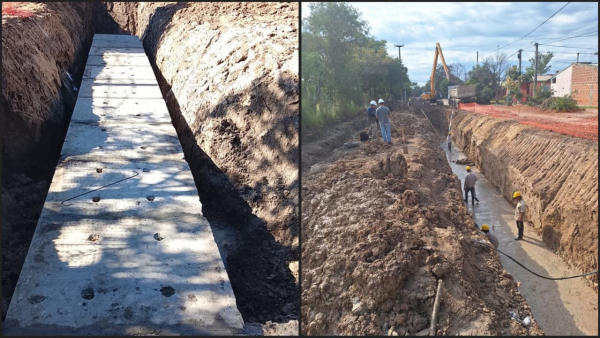 Con recursos provinciales, avanza una obra clave para reducir los anegamientos en la zona del Cincuentenario