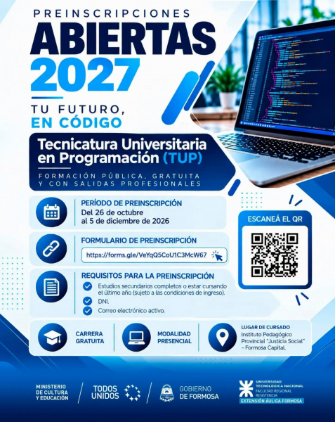 Abren las preinscripciones para la Tecnicatura Universitaria en Programaci�n